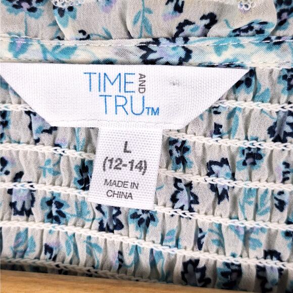 Womens Top Large Floral Boho Peasant Sheer Button Up Office Career Work Feminine - Picture 2 of 7